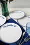 Hermia Juego de Servir Pasteles de Cerámica Blanco y Azul de 22 cm